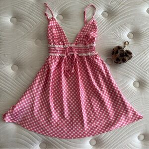 Vintage Victoria secret Pink Gingham Dress with Lace Detail